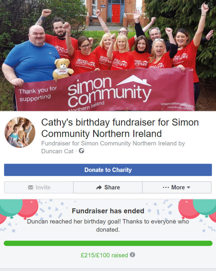 Cathys Facebook Fundraiser
