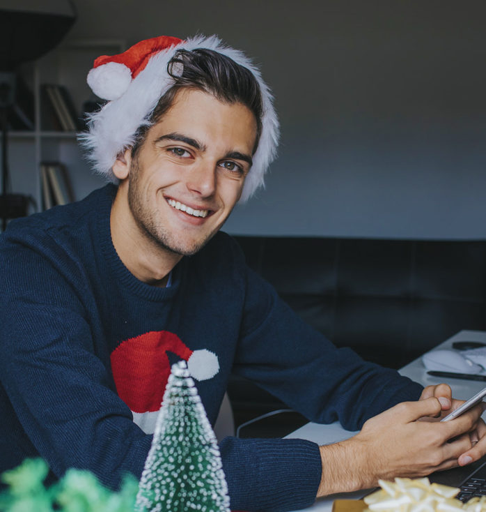 Young Man at Christmas